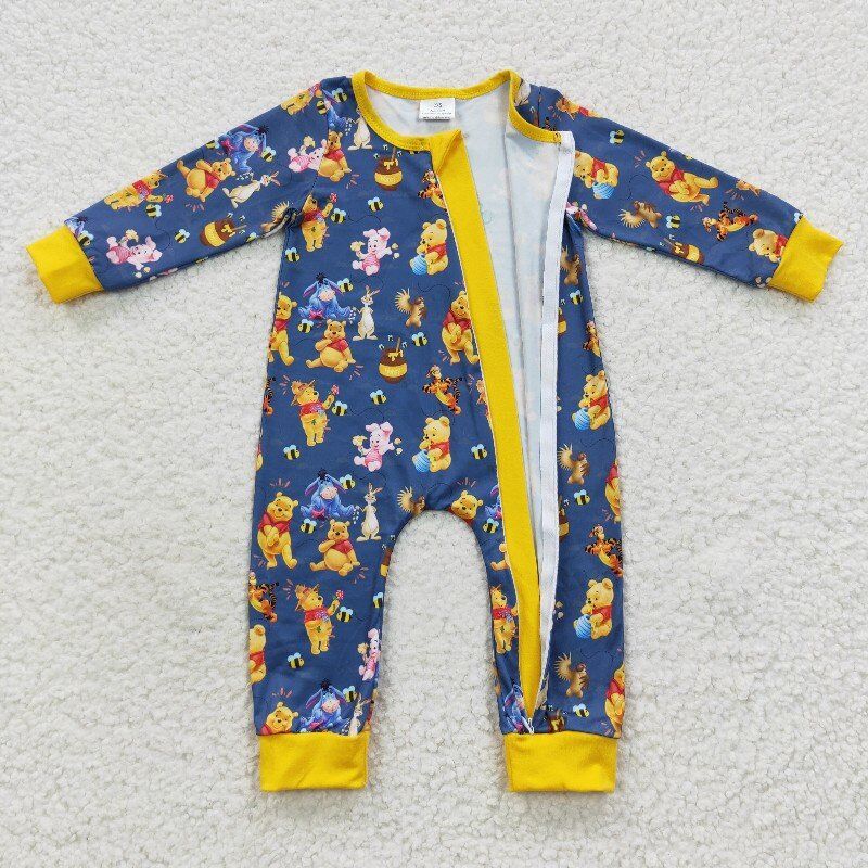 4.15zipper romper cartoon bear jumpsuit baby clothes