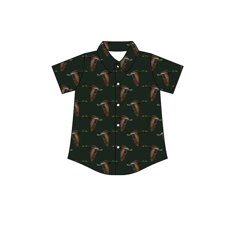 X1.14 Preorder (moq 5)Baby Boys Green Ducks Button Hunting Shirts Top