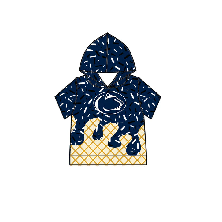 7.2Preorder (moq 5)Baby Boys Navy Cheetah Short Sleeves Drip Team Hoodies Top