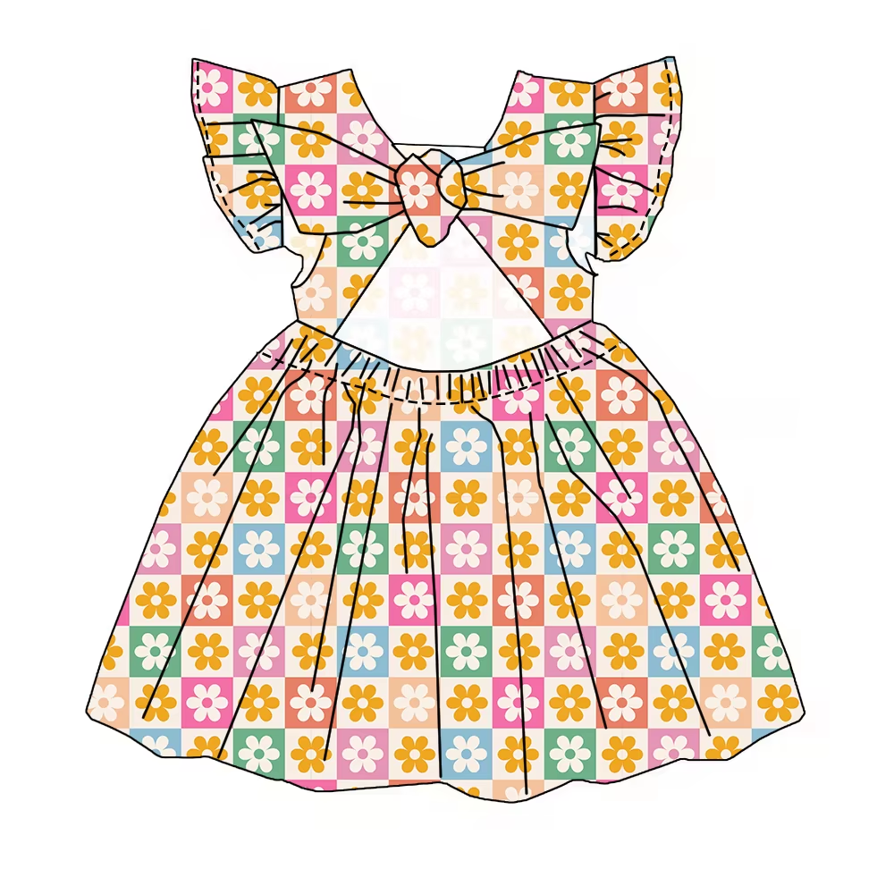 6.19 Colorful flower bow dress