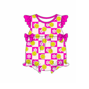5.5 Girls Rose Red Smiley Face Printed Toddler Clothes