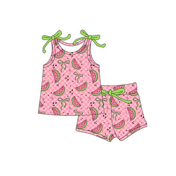 4.30 Red Watermelon Suspender Girls Suit