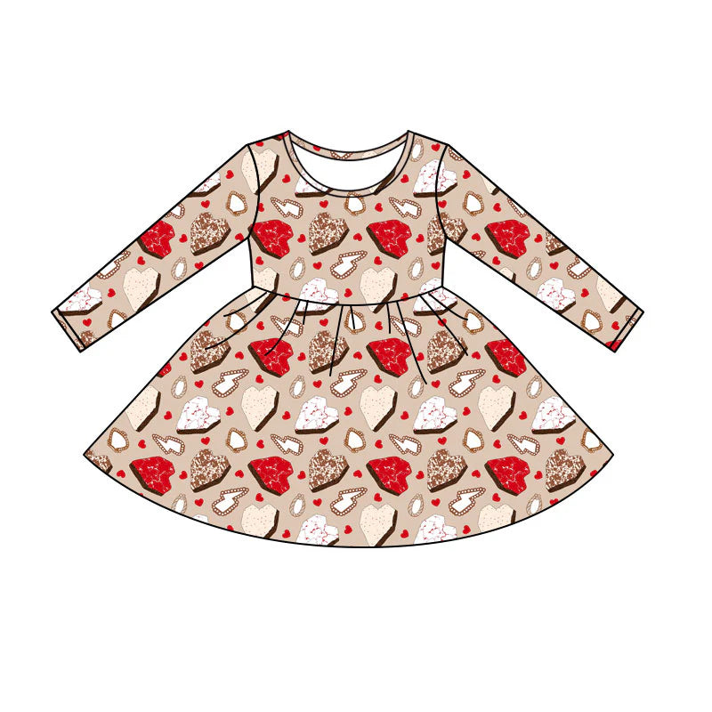 X11.12Preorder(moq 5) Baby Girls Turquoises Hearts Valentines Knee Length Dresses