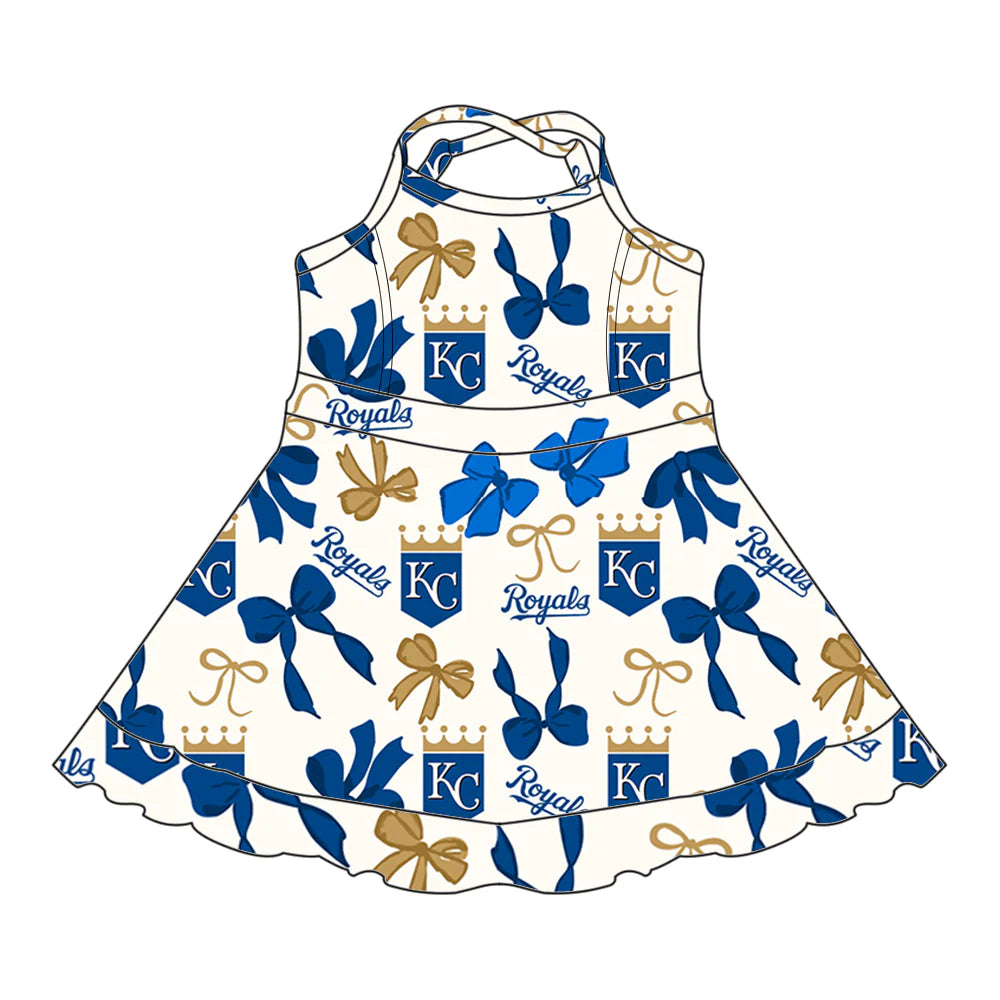 6.28Preorder (moq 5)Baby Girls Strap Bows Plaid KC Short Ruffle Team Knee Length Dresses
