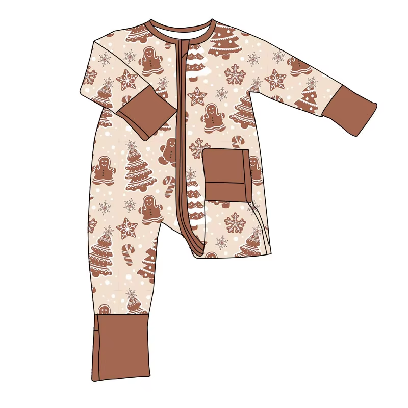 6.20 Christmas Tree Gingerbread Zipper Long Sleeve Toddler Clothes
