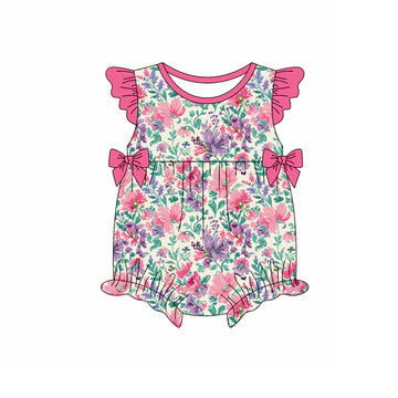 5.6 Girls Pink Cute Printed Flying Sleeves Toddler Clothes