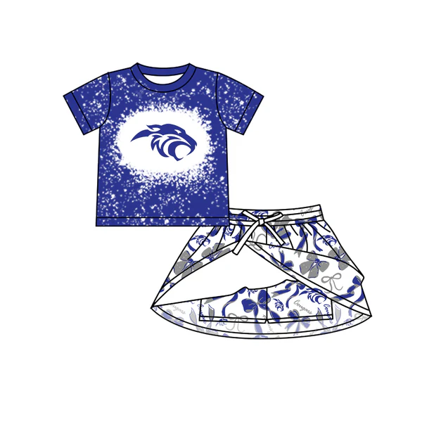 6.19 Blue Short Sleeve Skirt Pants Set