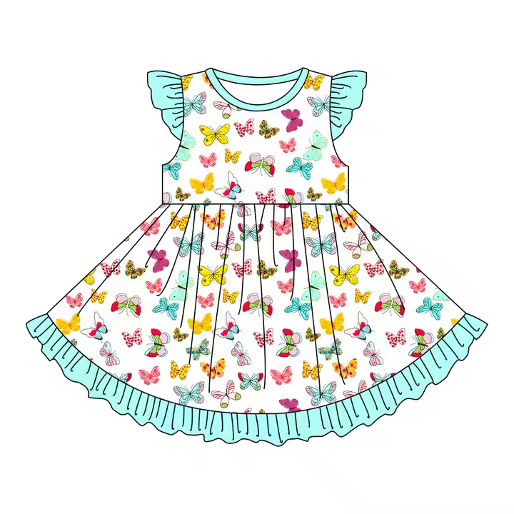 6.9 Colorful Bow Flying Sleeve Dress
