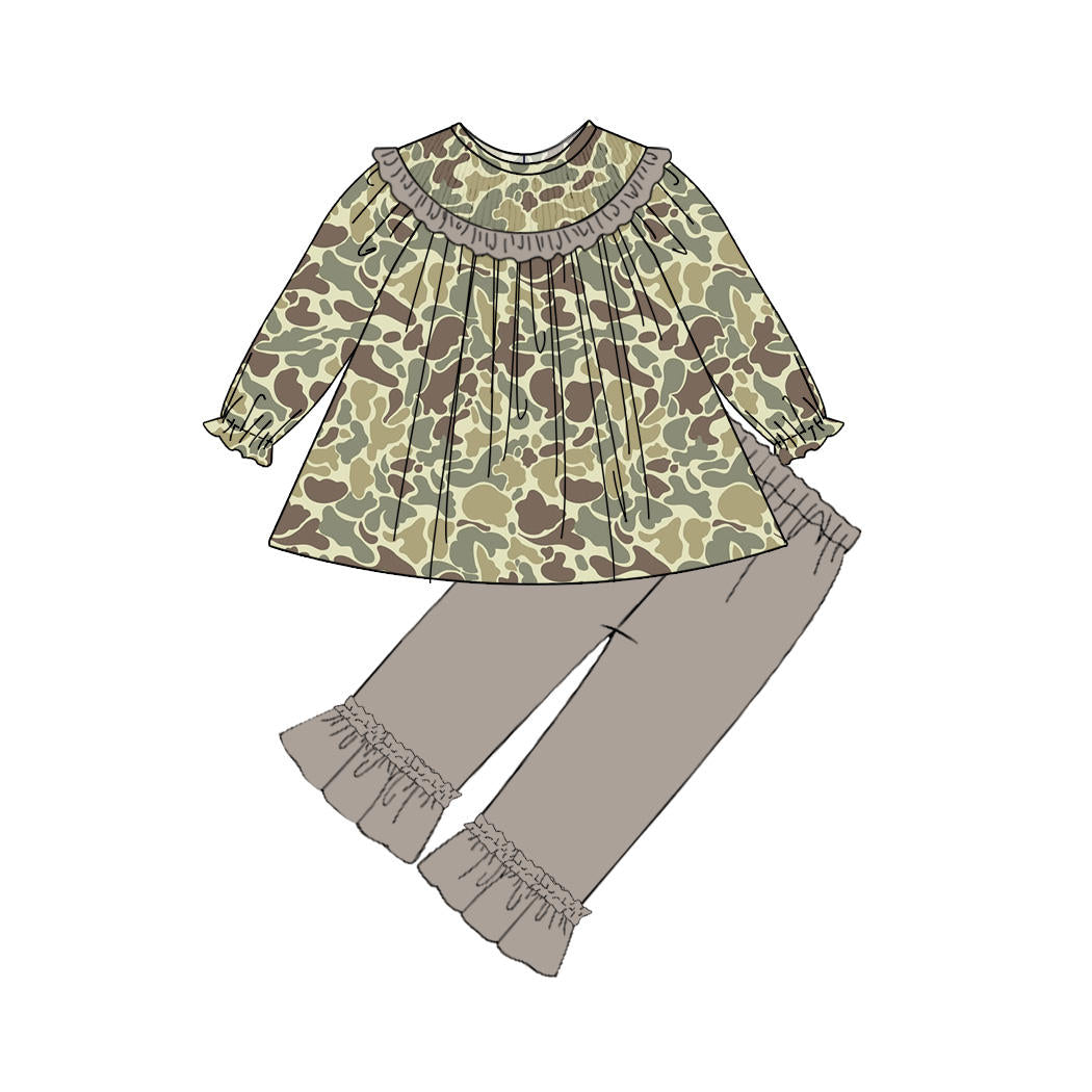 6.27 Camouflage Grey Long Sleeve Doll Collar Suit