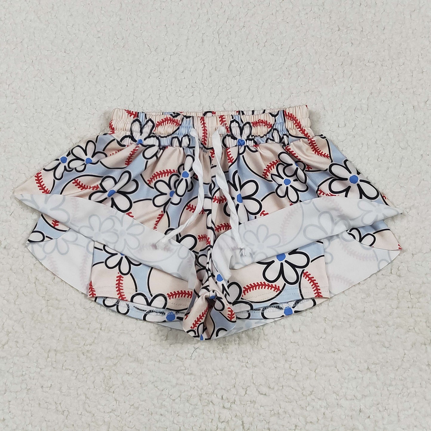 5.1 SS0581 Baseball floral blue shorts