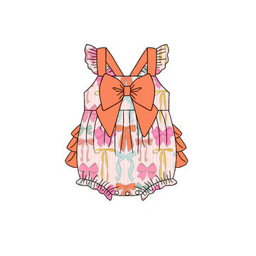 5.6 Girls Colorful Bowknot Flying Sleeves Toddler Clothes