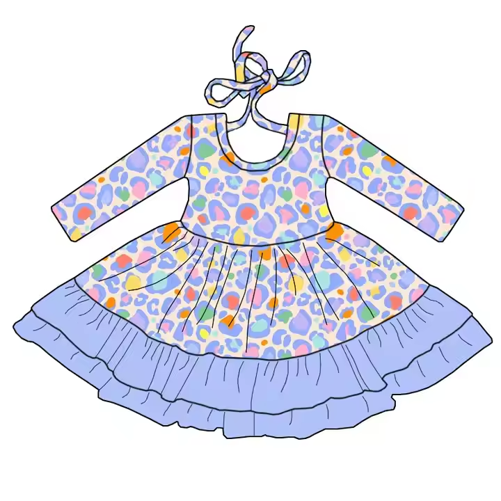 6.17 Purple leopard print long-sleeved dress