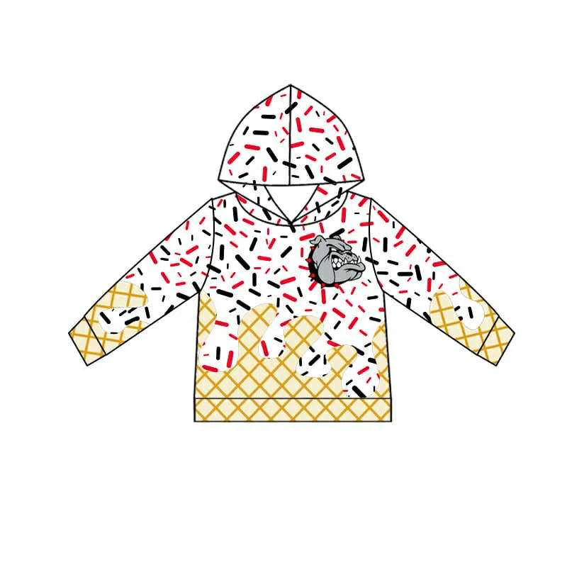 7.1Preorder (moq 5)Baby Boys White Long Sleeves Bulldogs Drip Team Hoodies Top