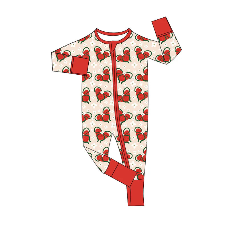 X920Preorder (moq 5)Baby Girls Flowers Bows Hearts Valentine Zipper Footie Rompers