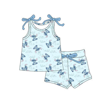 4.30 Blue Bow Suspender Set