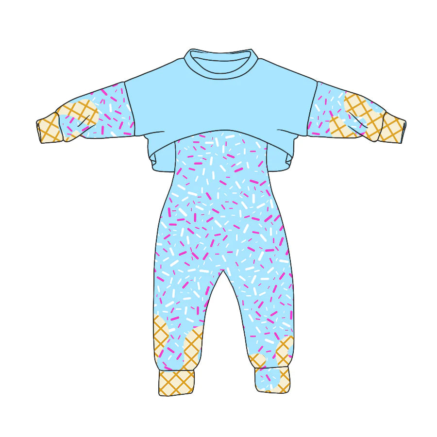 8.5Preorder (moq 5)Baby Girls Long Sleeves Drip Shirt Top Jumpsuit 2 Piece Team Clothes Sets