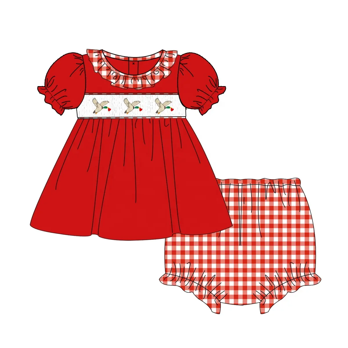 6.9 duck red short-sleeved suit