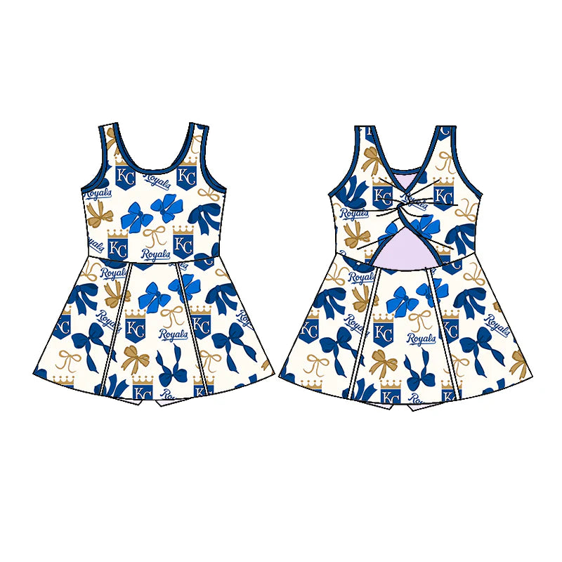 6.28Preorder (moq 5)Baby Girls Sleeveless Bows Plaid KC Short Team Knee Length Dresses