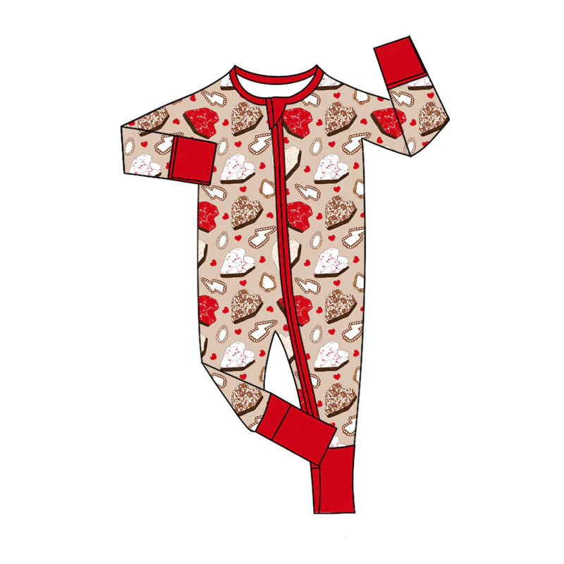 X11.12Preorder (moq 5)Baby Girls Turquoises Hearts Western Valentines Two Way Zip Convertible Rompers