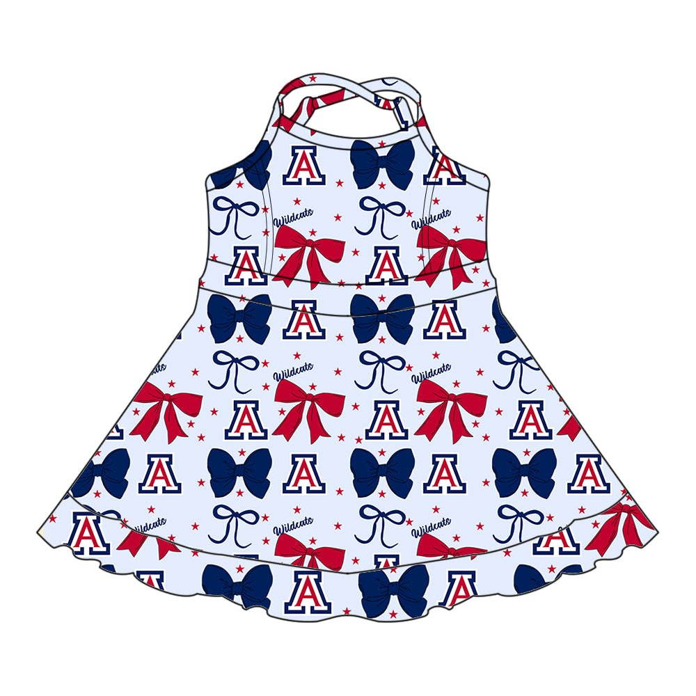 6.24 Red letter bow suspender dress for girls