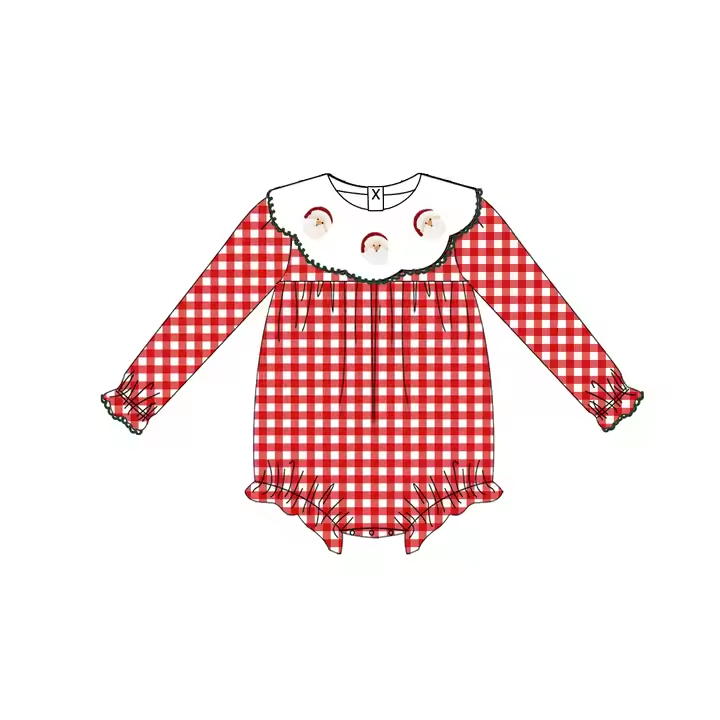 6.25 Santa Claus red plaid long-sleeved toddler clothes
