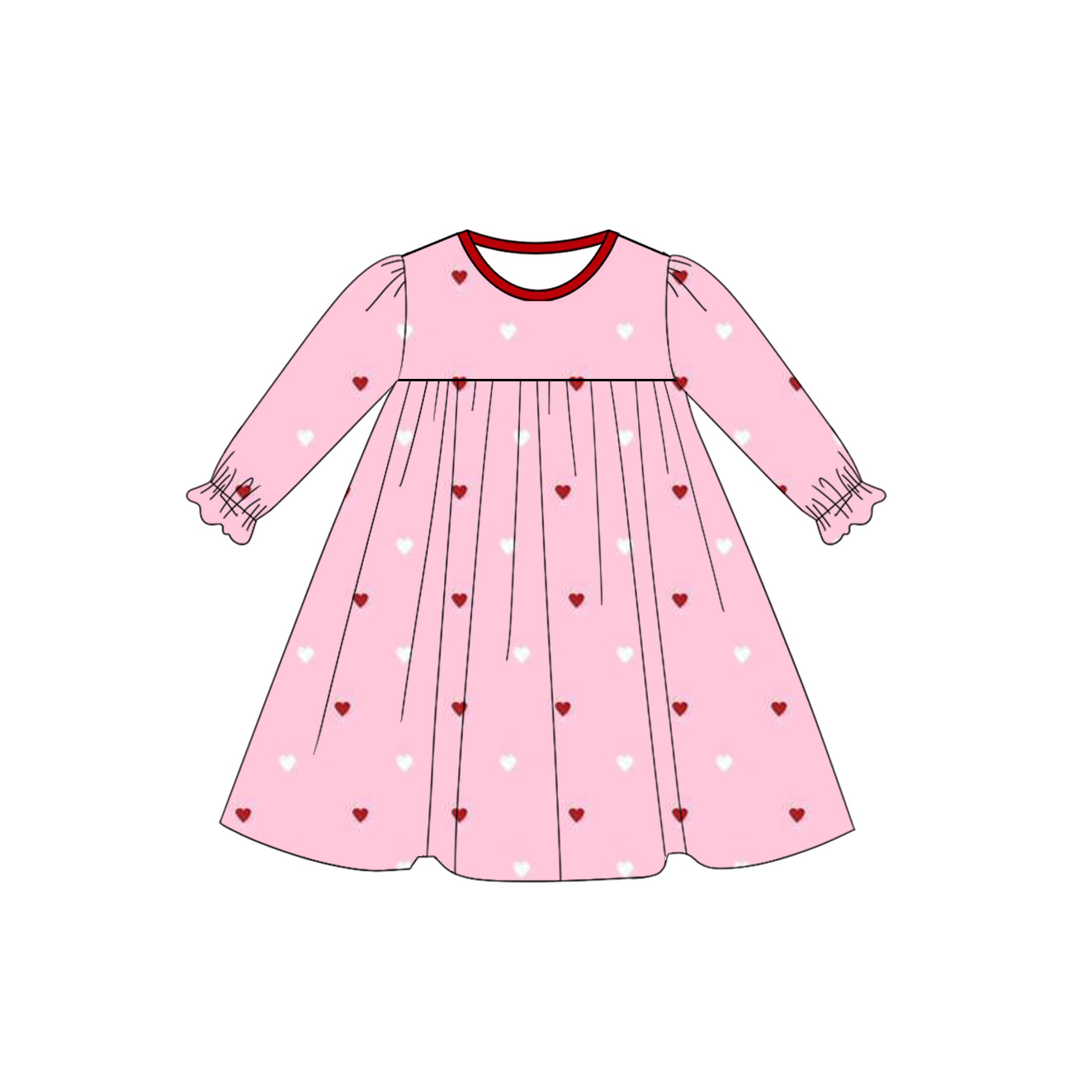 X917 GLD1352 Heart-shaped long-sleeved dress
