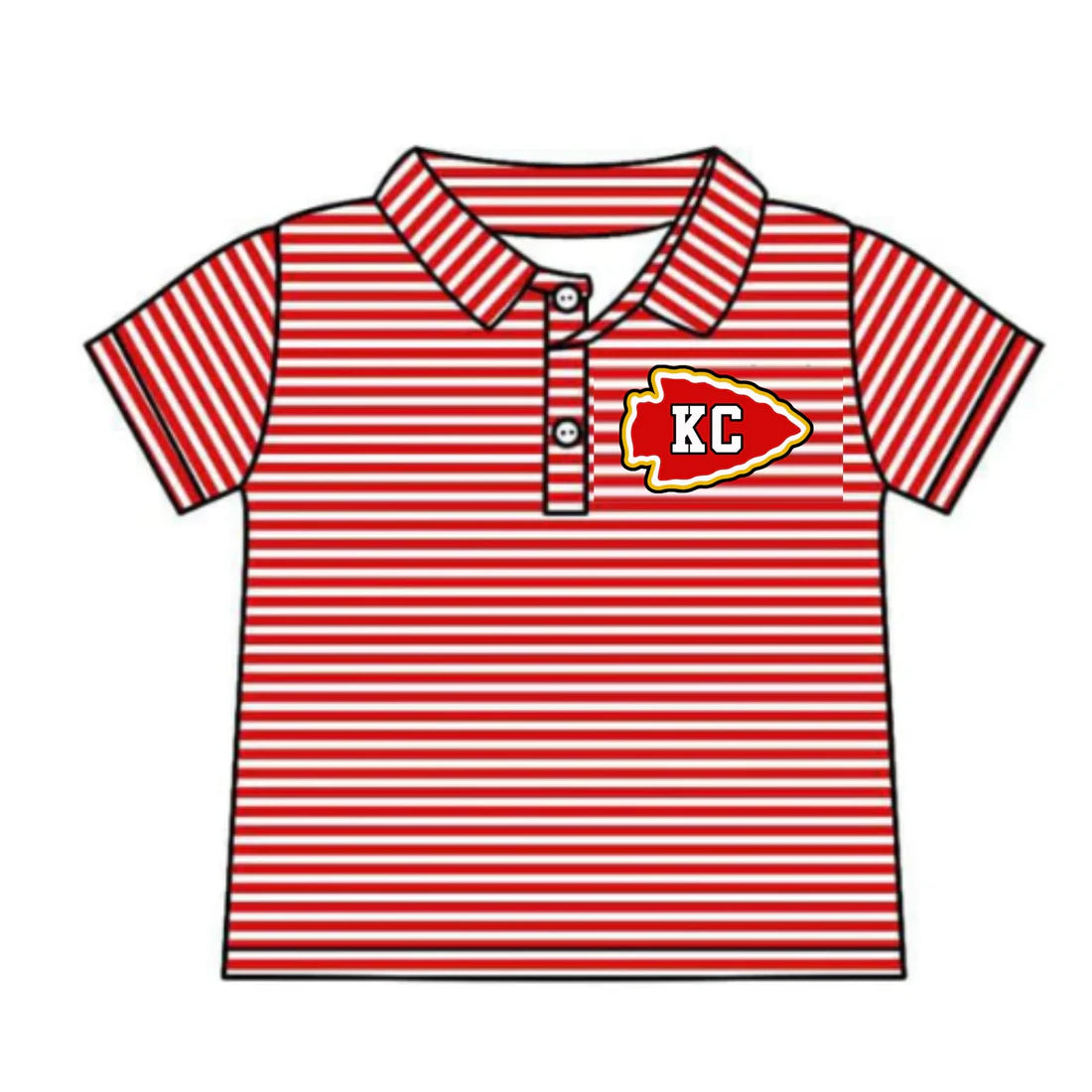 8.5Preorder(moq 5) Baby Boys Red Stripes KC arrowhead Team Short Sleeve Tee Pullovers Shirts Tops