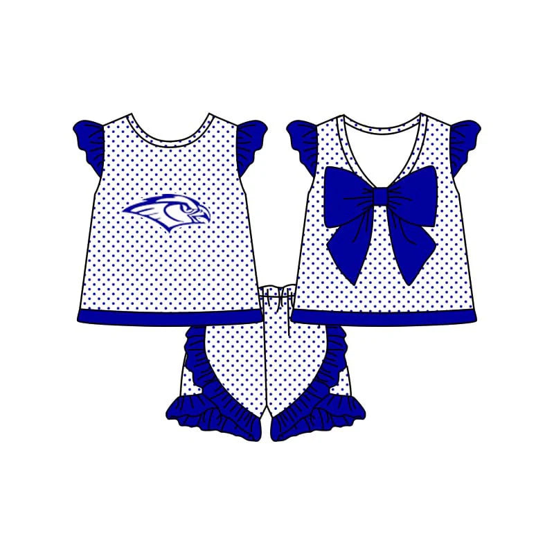 8.11Preorder (moq 5)Baby Girls Warhawks Back Bow Team Shorts Sets