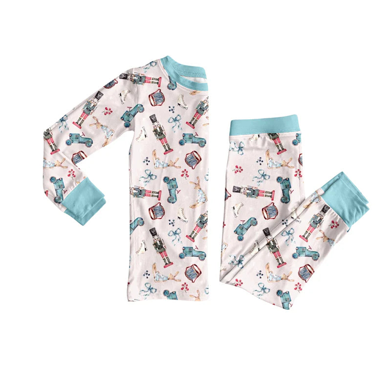 8.2Preorder (moq 5)Baby Girls Soldiers Bows Plaid Top Pant Western Pajamas Set