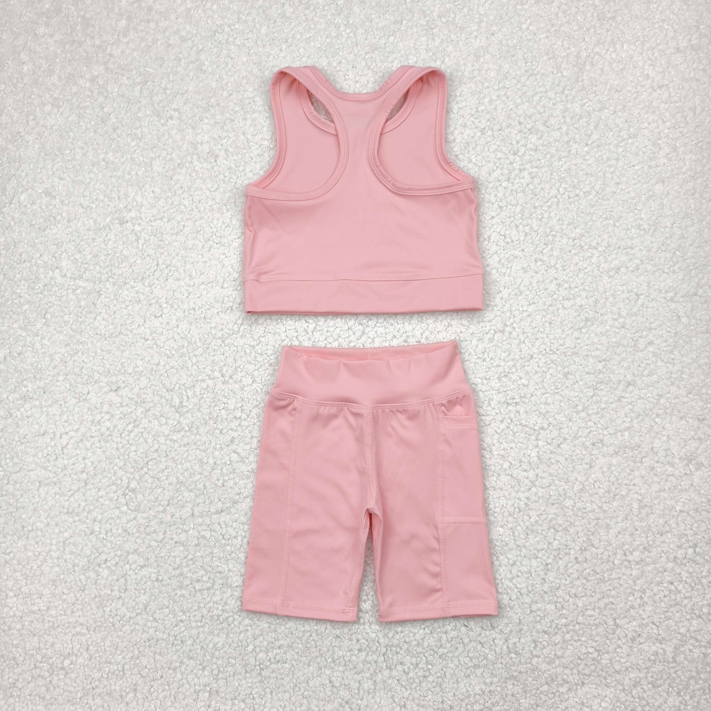 4.24 GSSO1518 Pure light pink vest shorts yoga suit