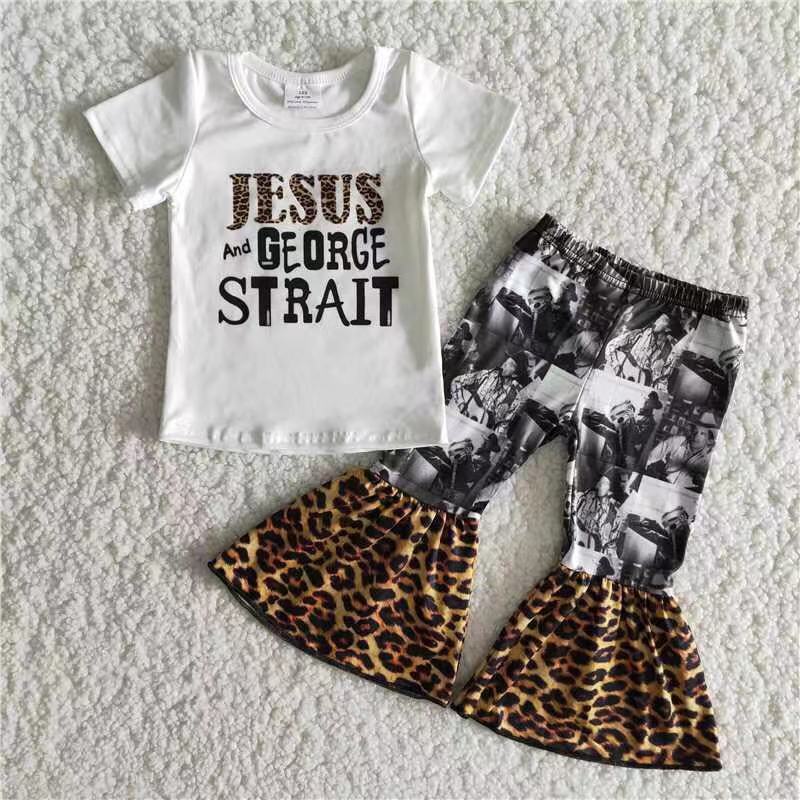 4.17White short-sleeved leopard print suit