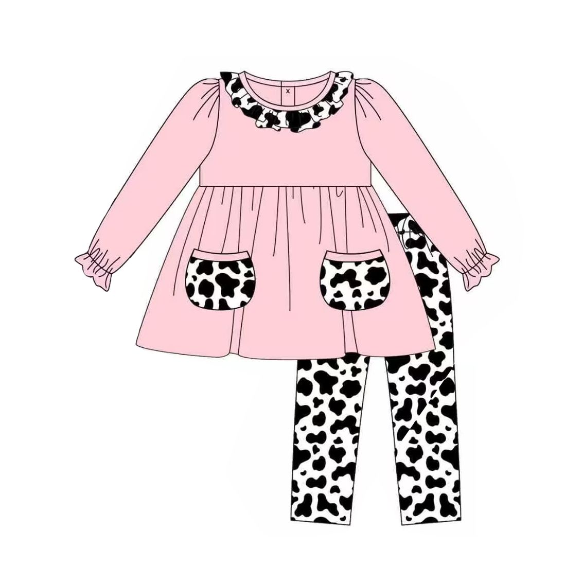 GLP1463 Cow Pattern Pocket Set