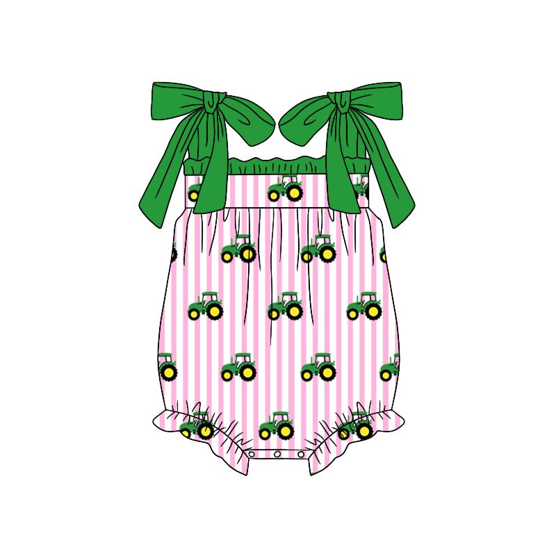 SR1623 Pink Tractor Suspender Jumpsuit