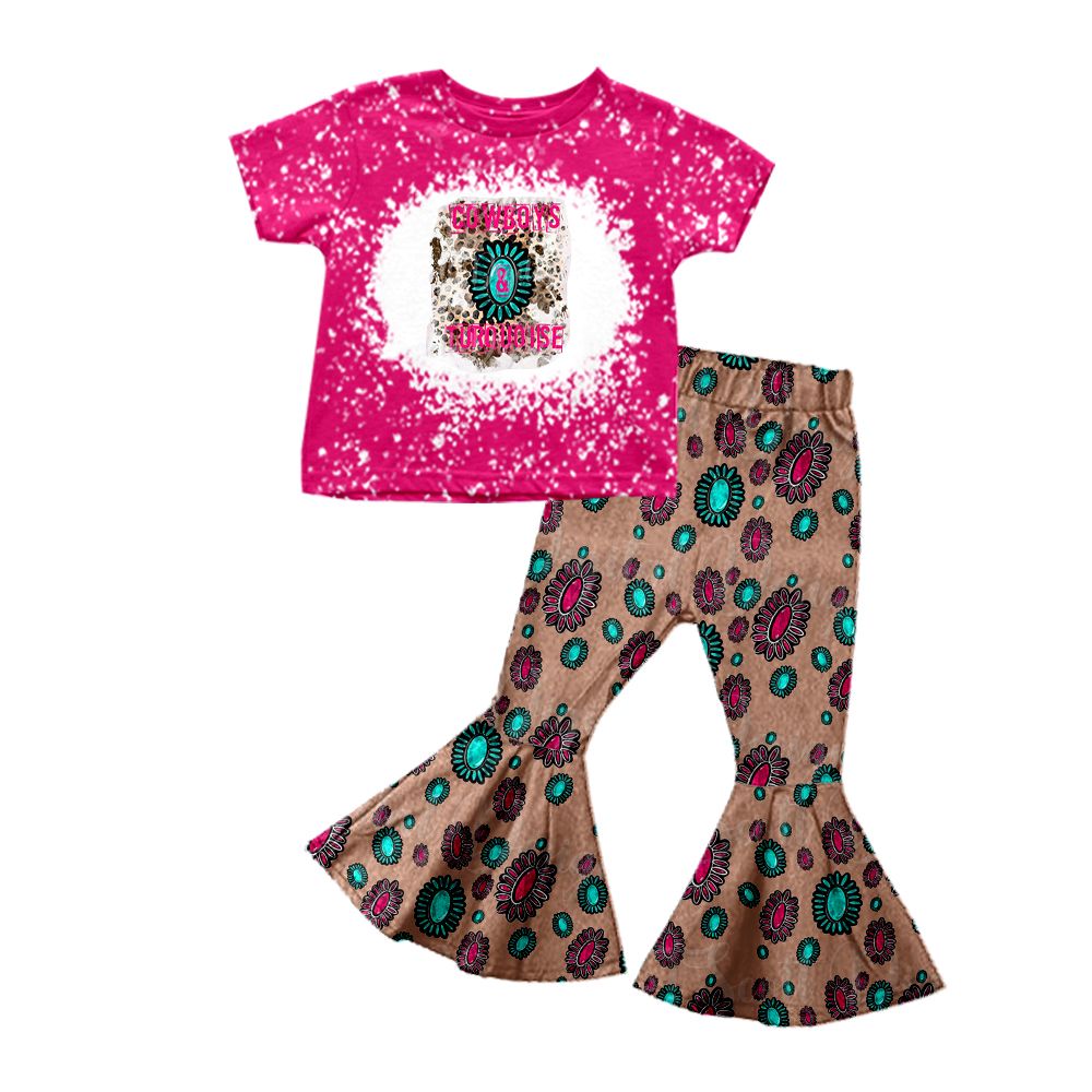 GSPO1542cow gemstone short-sleeved trousers suit
