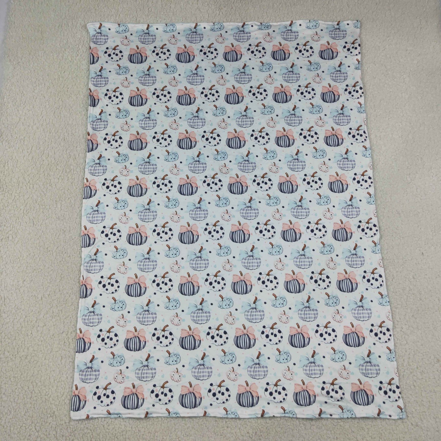 NEW RTS NO MOQ Blankets BL0253 Baby Girls Bows Pumpkins Fall Blankets