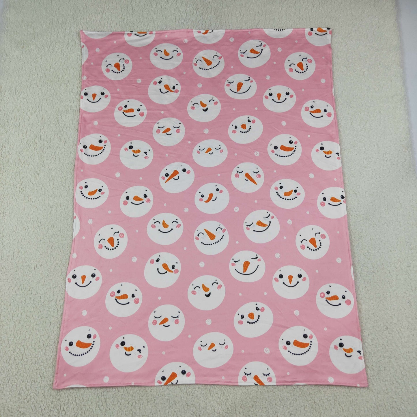 NEW RTS NO MOQ Blankets BL0266 Baby Kids Pink Snowmen Christmas Holiday Blanket