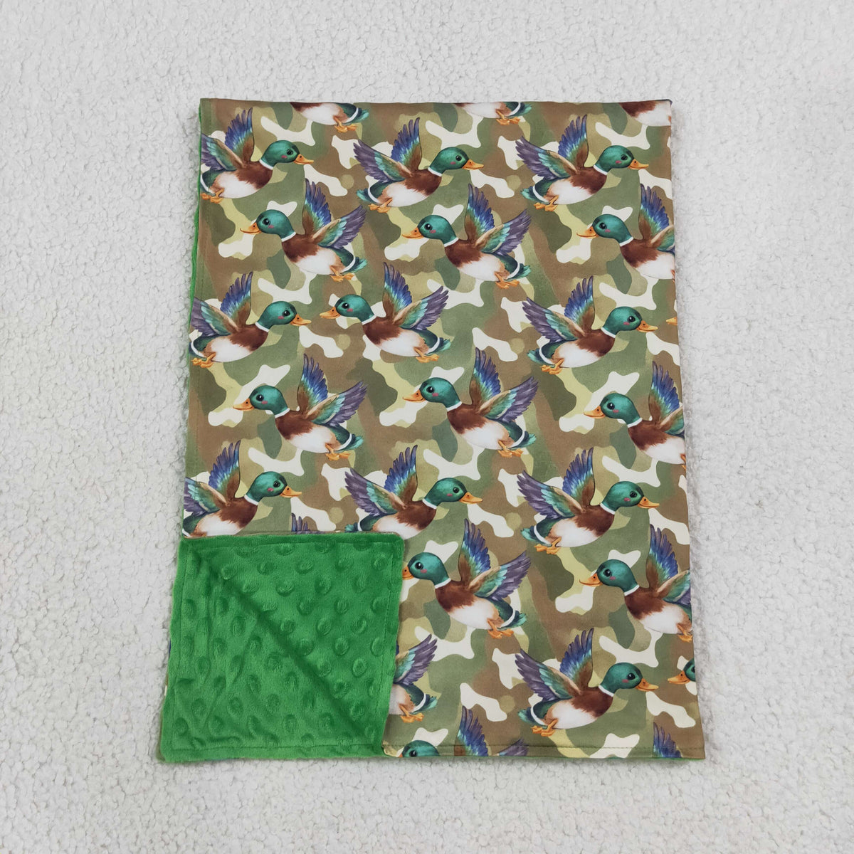 RTS NO MOQ Sibling milk silk Baby Boys Duck Camo Print Hoodie Pant Set Zipper Romper And Baby Swaddle Blanket