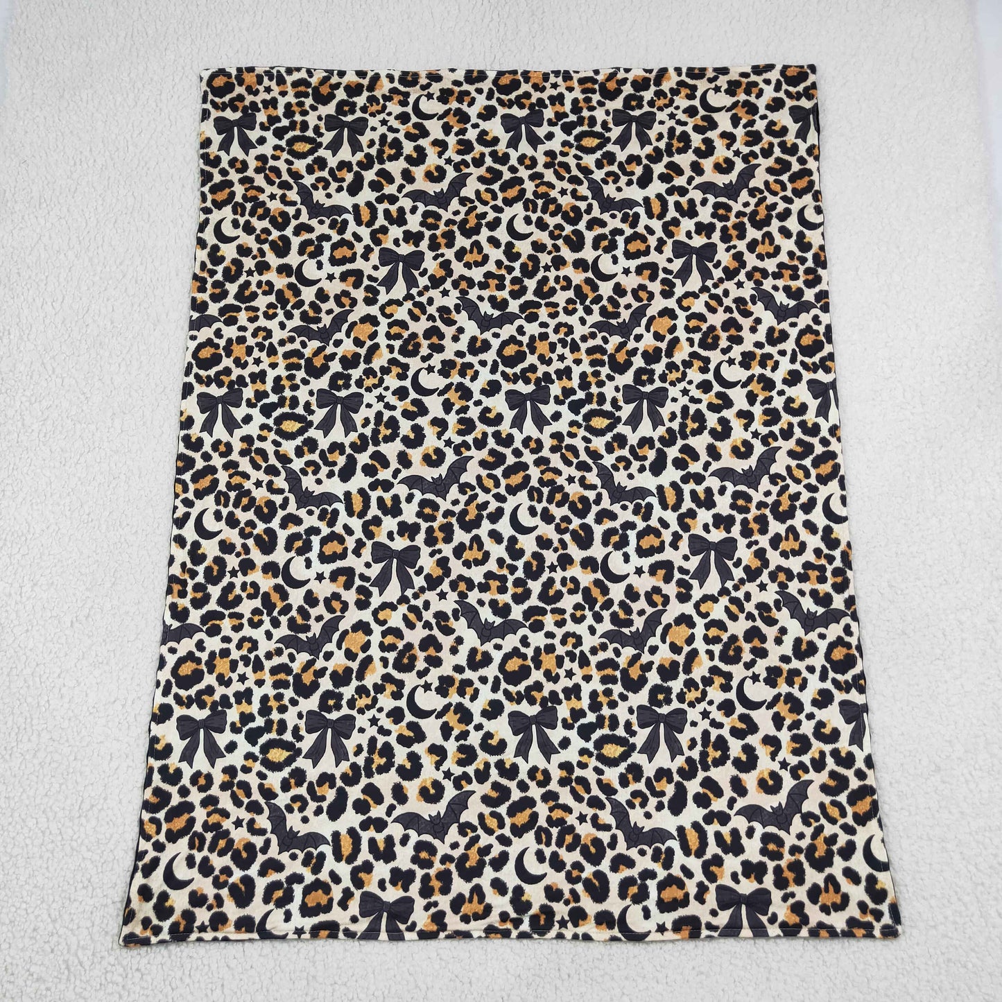 NEW RTS NO MOQ Blankets BL0290 Baby Boys Black Bows Bats Leopard Halloween Blankets