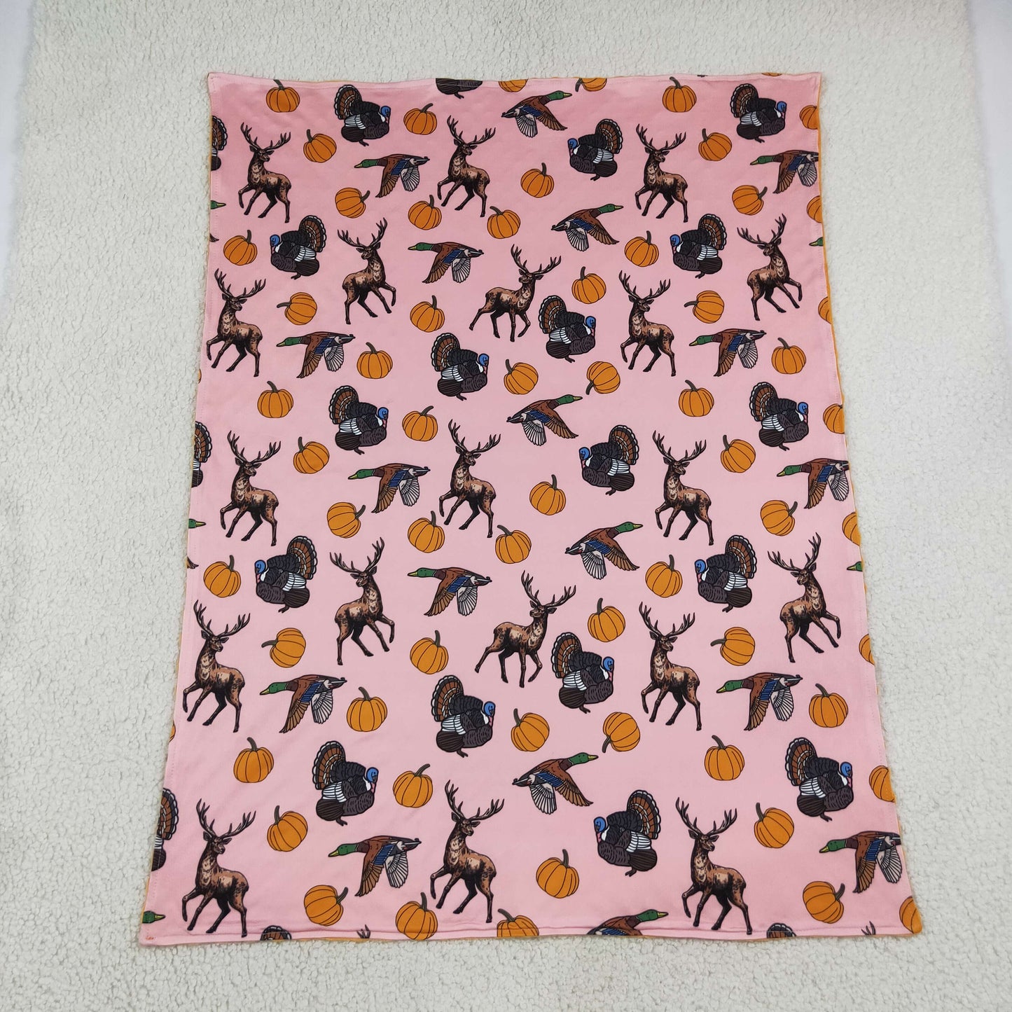 NEW RTS NO MOQ Blankets BL0293 Baby Girls Pumpkin Ducks Deer Turkey Thanksgivings Blankets