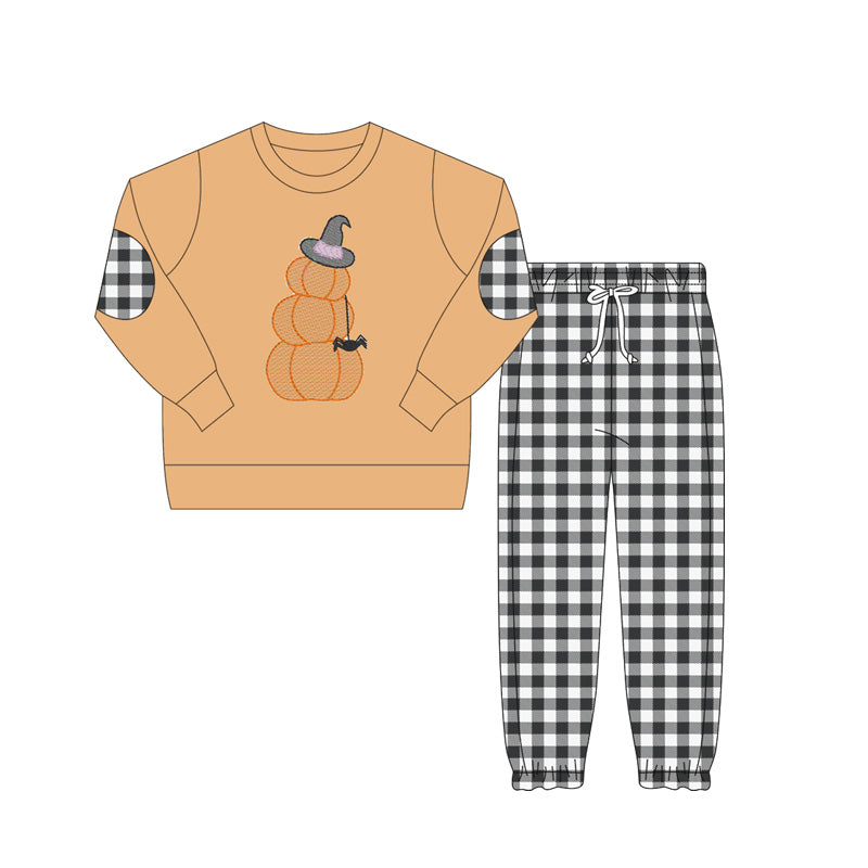 6.5BLP1097 Orange Pumpkin Plaid Set