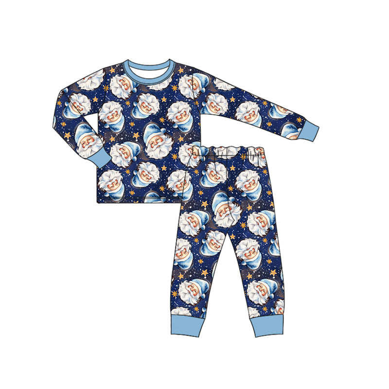 6.18BLP1149 Santa Claus blue long-sleeved pajamas