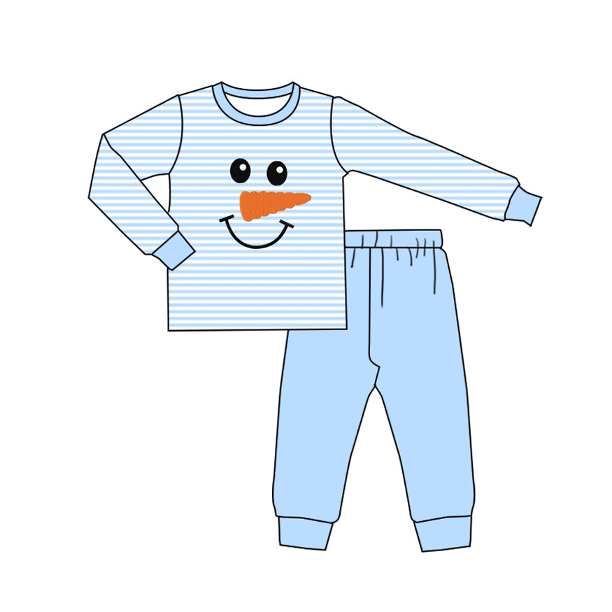 6.18BLP1150 Cartoon Striped Blue Long Sleeve Suit