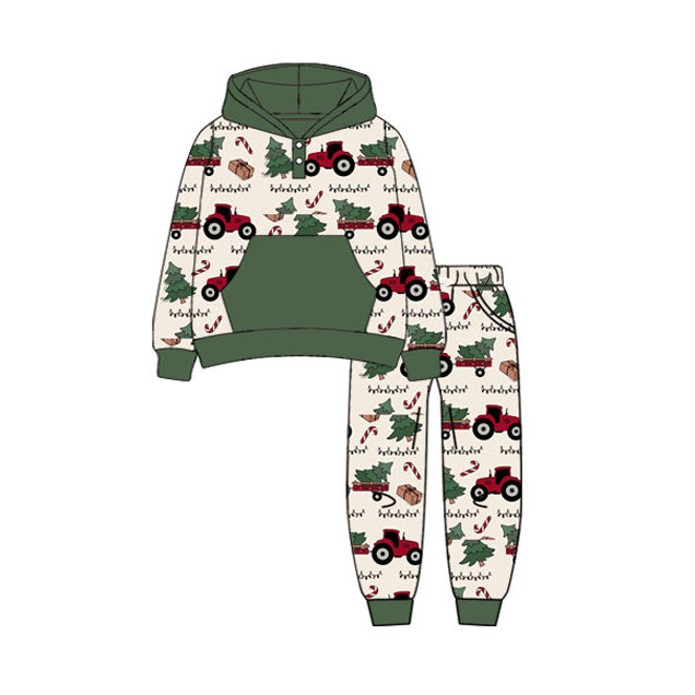 7.5BLP1162 Truck Christmas Tree Hooded Long Sleeve Suit