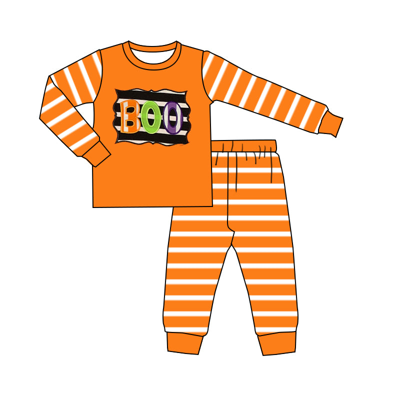 7.7BLP1163boo orange striped long-sleeved suit