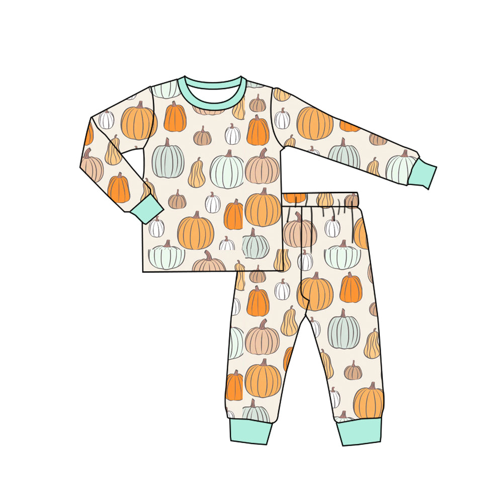 X821BLP1222 Boys Pumpkin Pajama Set