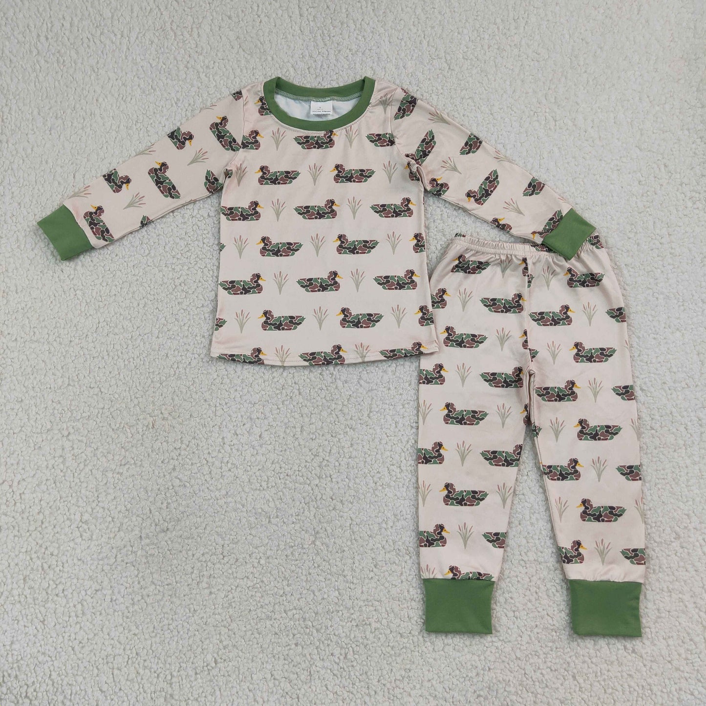 NEW RTS NO MOQ milk silk BLP1482 Baby Boys Camo Duck Plaid Top Pants Western Hunting Pajama Sets
