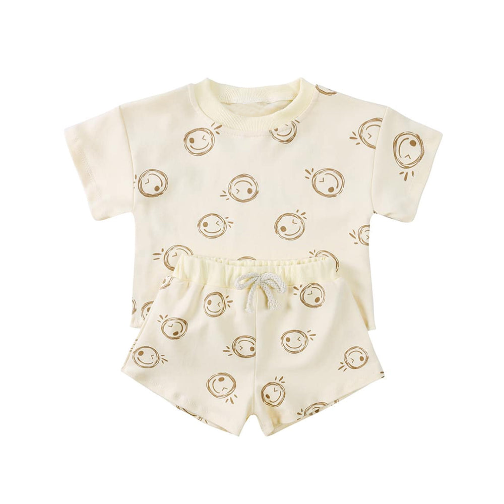 3.8BSSO1423 Smiley face short-sleeved suit