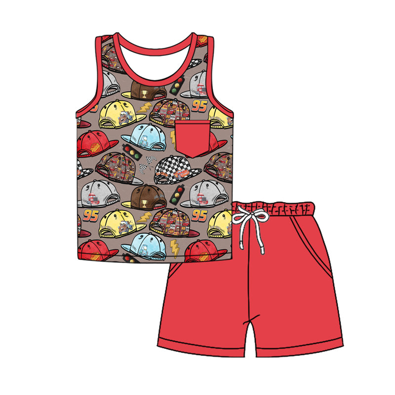 4.8BSSO1499 Pocket Red Cartoon Boy Suit