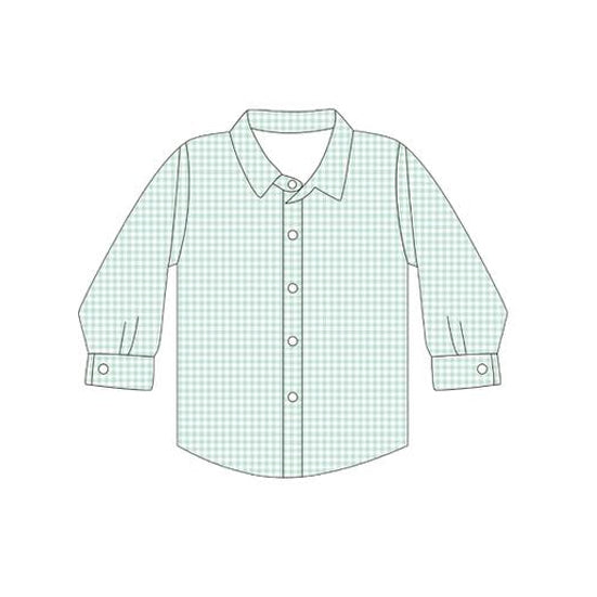 5.28BT1258 Blue plaid long-sleeved top