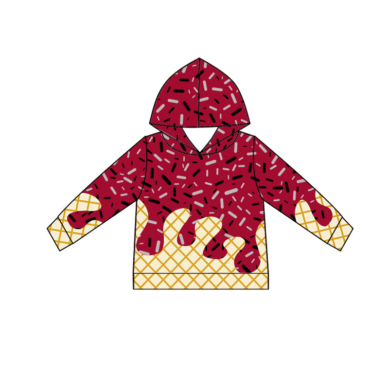 6.27BT1273 Hooded Burgundy Plaid Top